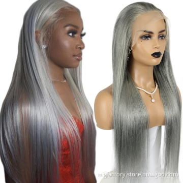 Color Wigs Human Hair Lace Front 10A Unprocessed Brazilian Hair grey wigs, grey hair wigs, grey human hair lace wig 13*4